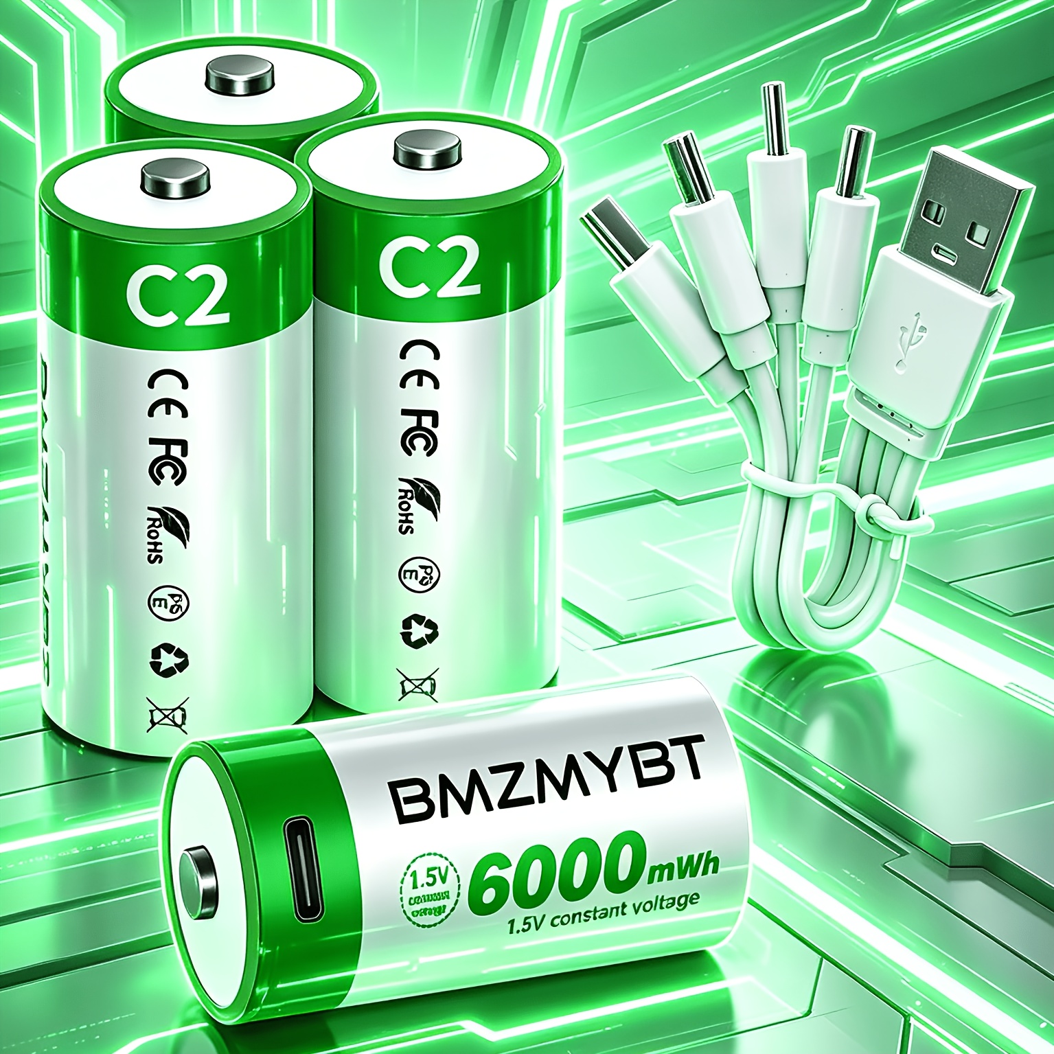 TEMU [rechargeable C Batteries] 4pcs C Battery C Batteries, Usb/type-c C Rechargeable Lithium , High Capacity 1.5v 4000mah 6000mwh Rechargeable