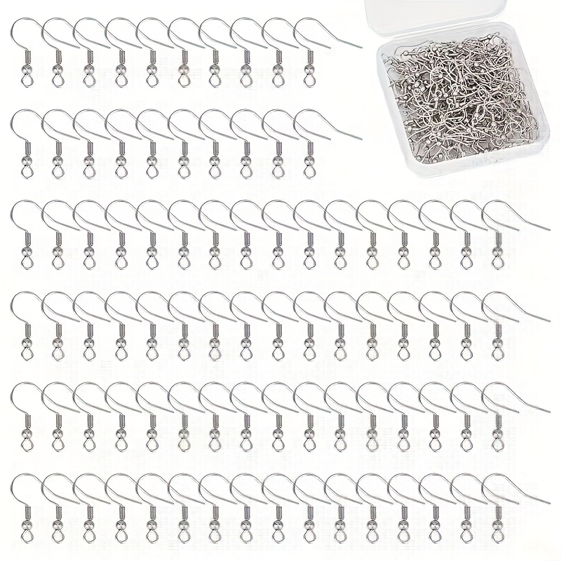 TEMU 500pcs Rust-proof 304 Stainless Steel Earring Hooks With Loop, Size 2mm, Hole 0.7mm, Hypoallergenic, Polished Surface, Suitable For Earring