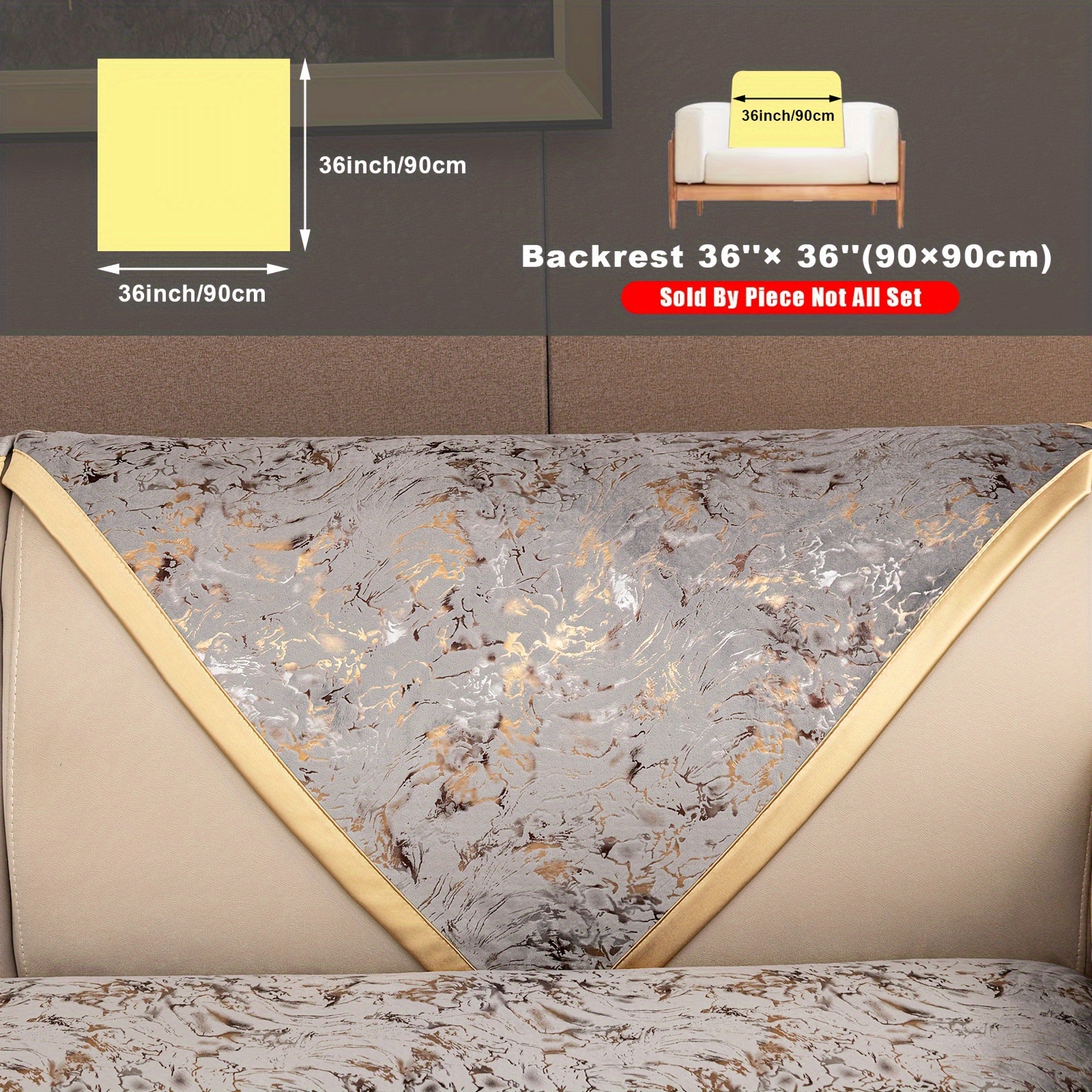 Image of 1pc Luxurious Golden- European Sofa Cover - Pet-friendly, Non-slip, Velvet Couch Protector For Living Room, Bedroom, Office Decor