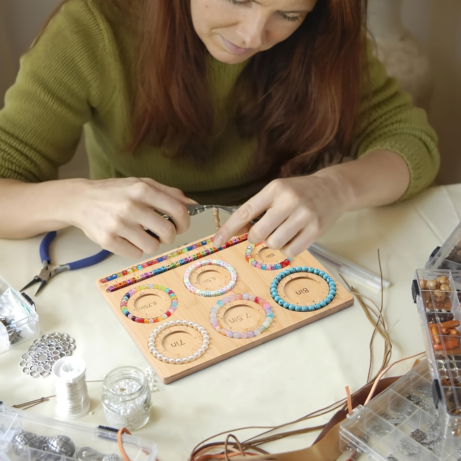 

Bamboo Beading Board For Diy Jewelry - Perfect For Bracelets & Necklaces, Ideal Gift For Girlfriends On Valentine's Day Or New Year