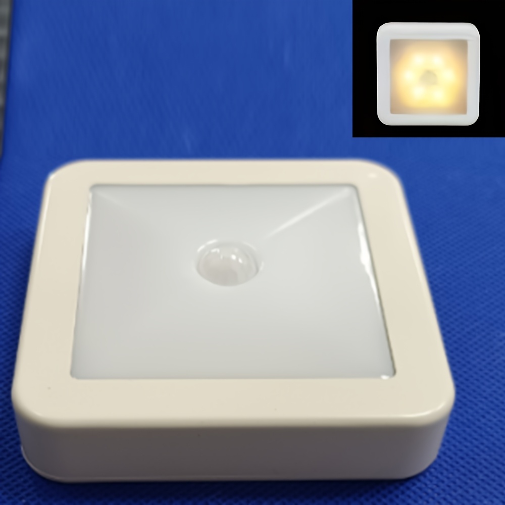 TEMU Lámpara inteligente de 6 LED con sensor de movimiento para suelo/techo/pared, con un diseño cuadrado moderno, ideal para pasillos, escaleras,