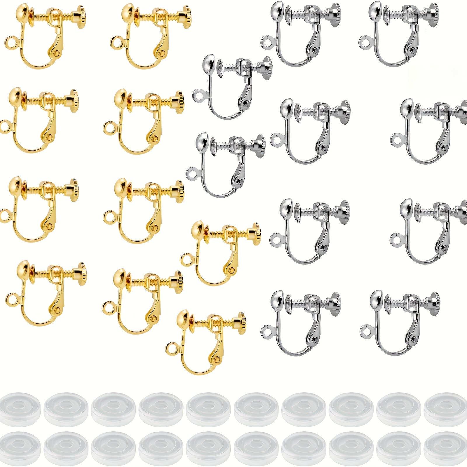 E-shop 20 Stück Ohrclip-Erweiterungen, Weiß K Farbe 10 Stück + Golden 10 Stück, mit Runden Anti-Rutsch- und Anti-Pads, handgefertigte