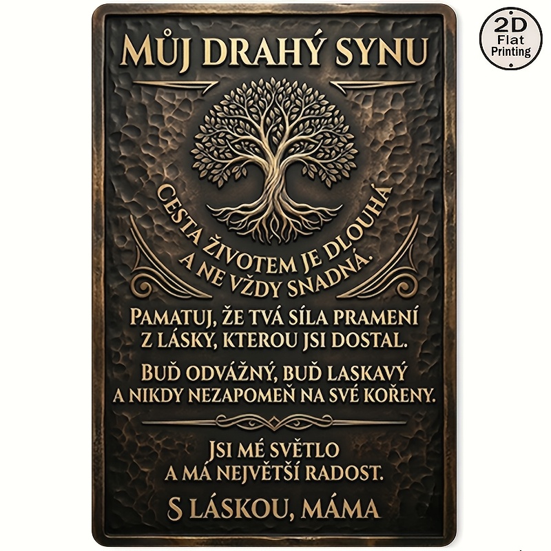 TEMU 2d Flat - [2d Flat] 2d Plane - 1 2d Plane Printing, Retro Square Metal Wall Sign, Wall Decoration Sign And Ornaments, Mother's To Her Son,