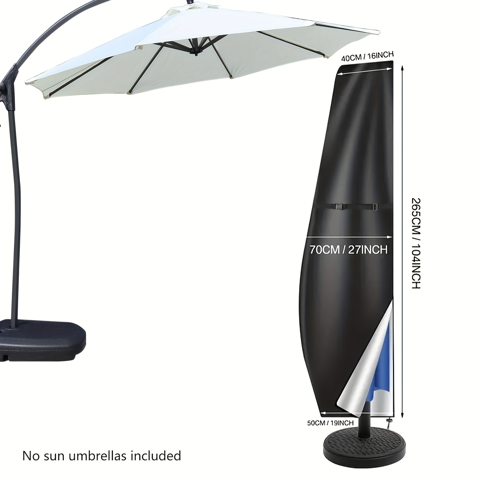 1pc Outdoor Parasol Cover, Durable Oxford Zipper Design, Sturdy Hanging Banana Sun Protection Awning Suitable For Garden Beach Parasols, Terrace Furniture Protective Cover