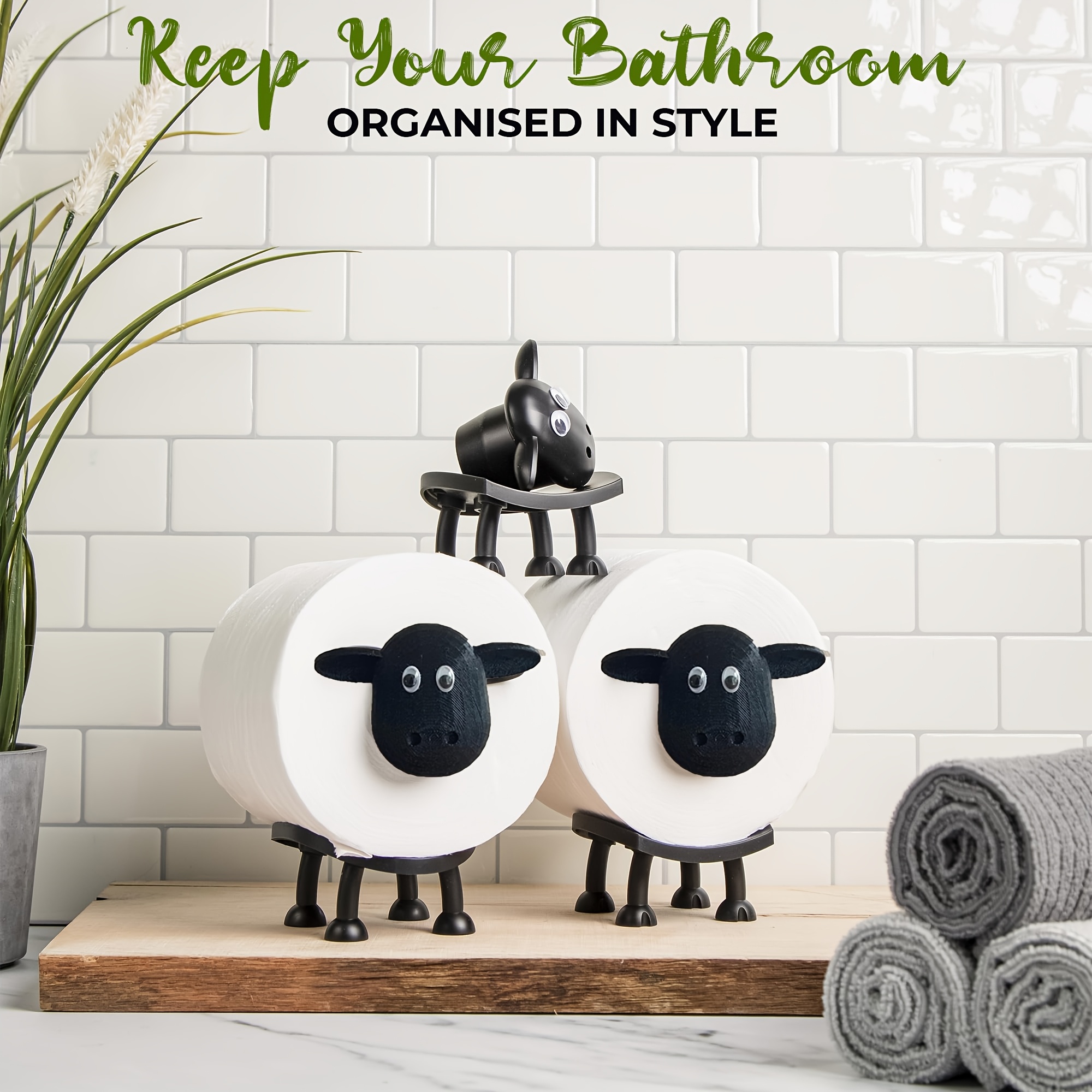 

1pc 3d Printed Sheep Toilet Paper Holder, Funny Animal Shaped Bathroom Decor, Free Standing Plastic Toilet Roll Stand For Shelf, Table, Counter, Floor - No Electricity Needed