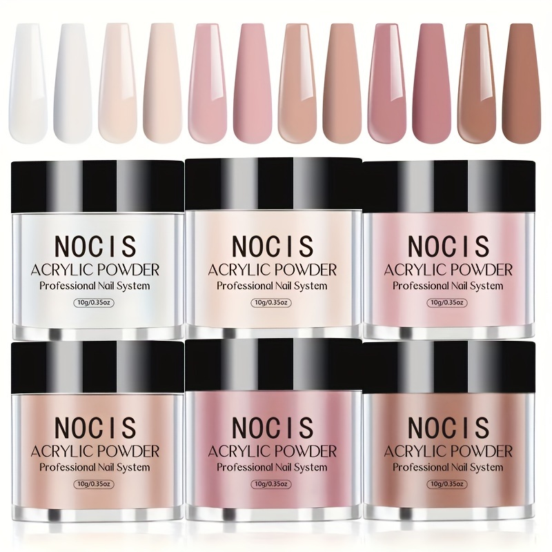 

6-color Nude Series Acrylic Powder Set - Vibrant Nail Art Decorations For A Seamless, Long- Manicure - Easy Application And High-quality