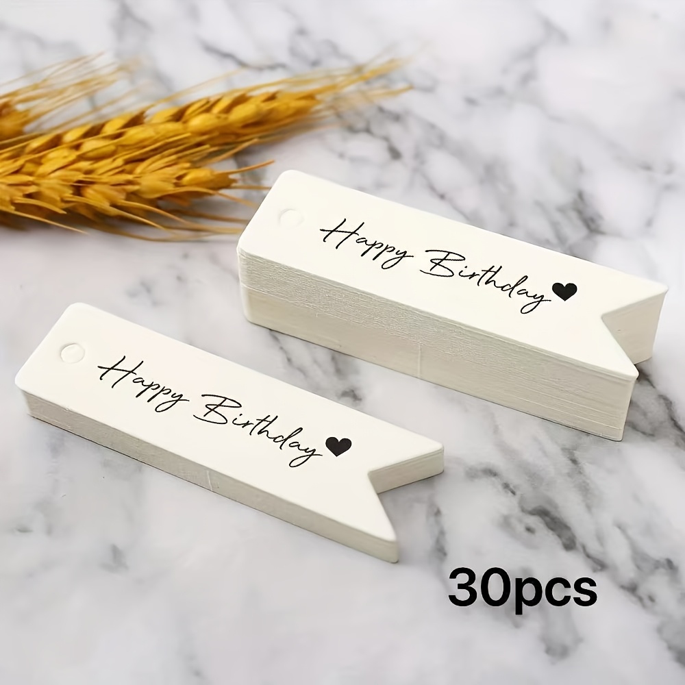 Image of White Heart-shaped Happy Birthday Gift Tag - Multifunctional Hanging Card, Suitable For Birthdays, Crafts, Weddings, And Parties - Fits Any Recipient, Birthday Decorations