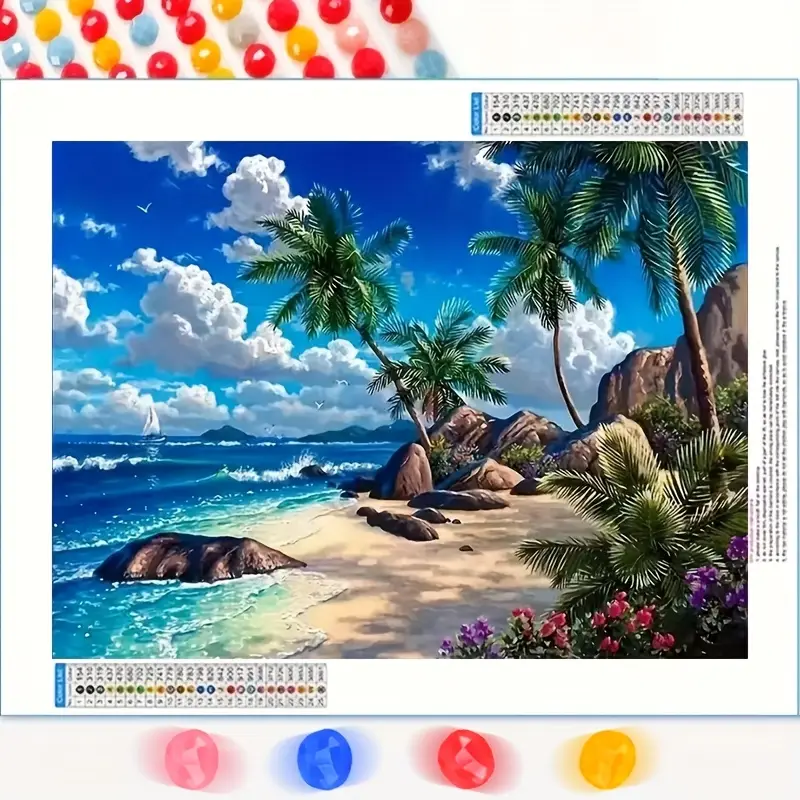 Kit Diamond Painting 5D Spiaggia 30x40 Cm | Pittura Con Diamanti Per Adulti E Bambini - Foto 4