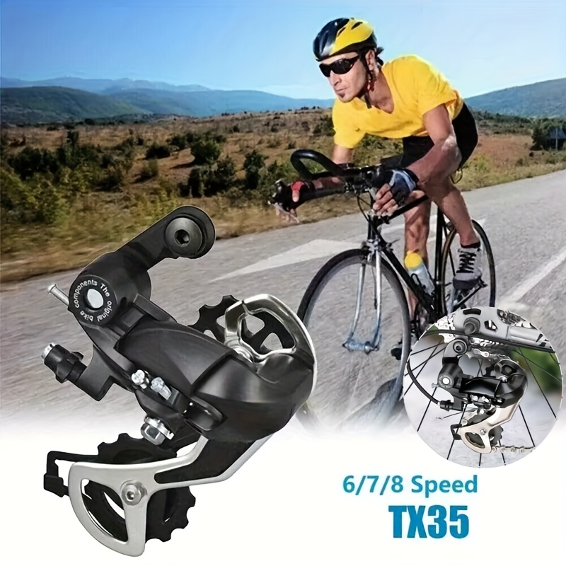 1pc 6/7/8-  bike rear derailleur - black & silvery, adjustable chain   with 3-4-5 gear ratios, compatible with most bikes,   mounting hardware, bike gear  , gear  , accessories, durable construction,  , precision engineering, reliable performance, enthusiasts 0