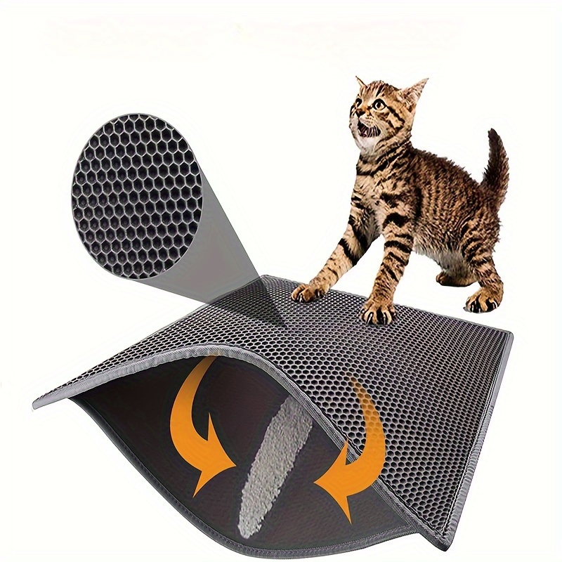 

1pc Eva Double-layer Mesh Cat Litter Mat, Pet Litter Box Mat, Cat Foot Mat, And Mat With Anti-particle Design