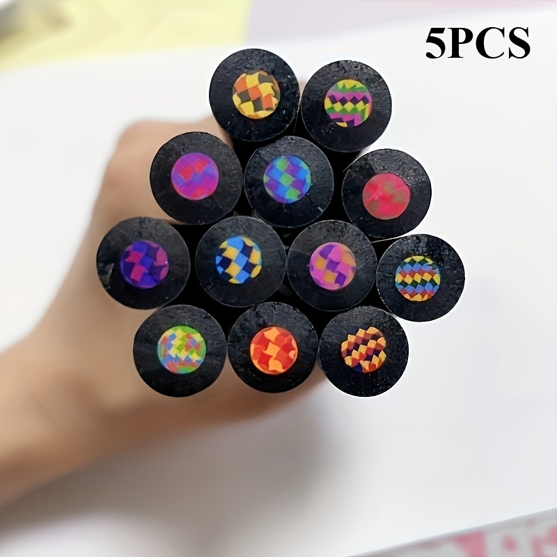 Image of [ Professional Use For Painting And Art] 5 Rainbow Pencils, Featuring Magical Gradient Colors - Dust-free, With A Line Thickness Of 2mm Or More, Suitable 14 And Above