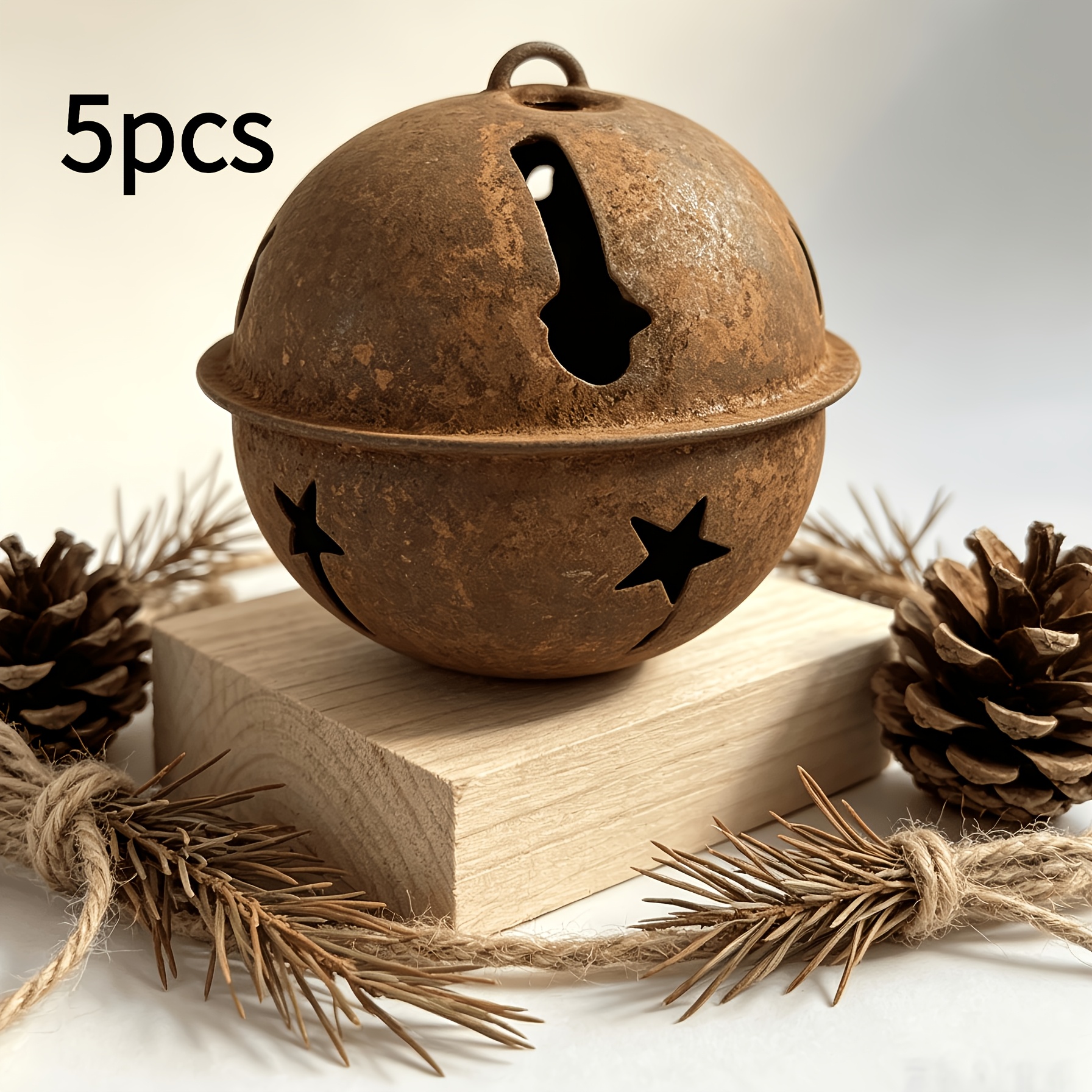 TEMU Cloche Vintage Rouillée, Cloche de Noël avec Carillon, Ornement Décoratif de Noël à Suspendre, Grande Cloche Vintage de Couleur Rouille,