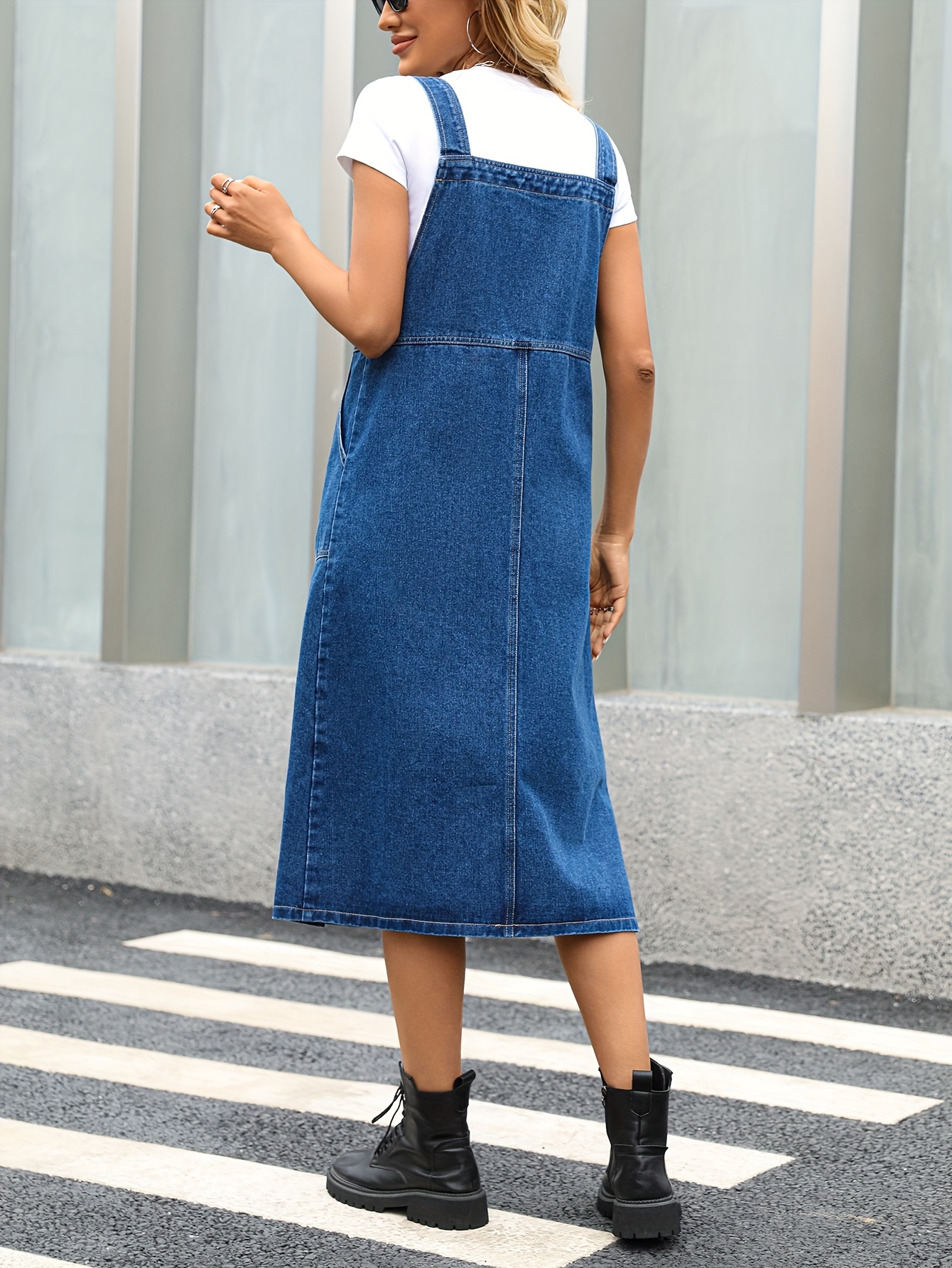 Midi Pinafore Dress Long Denim Midi Womens Pinny Dress Women's
