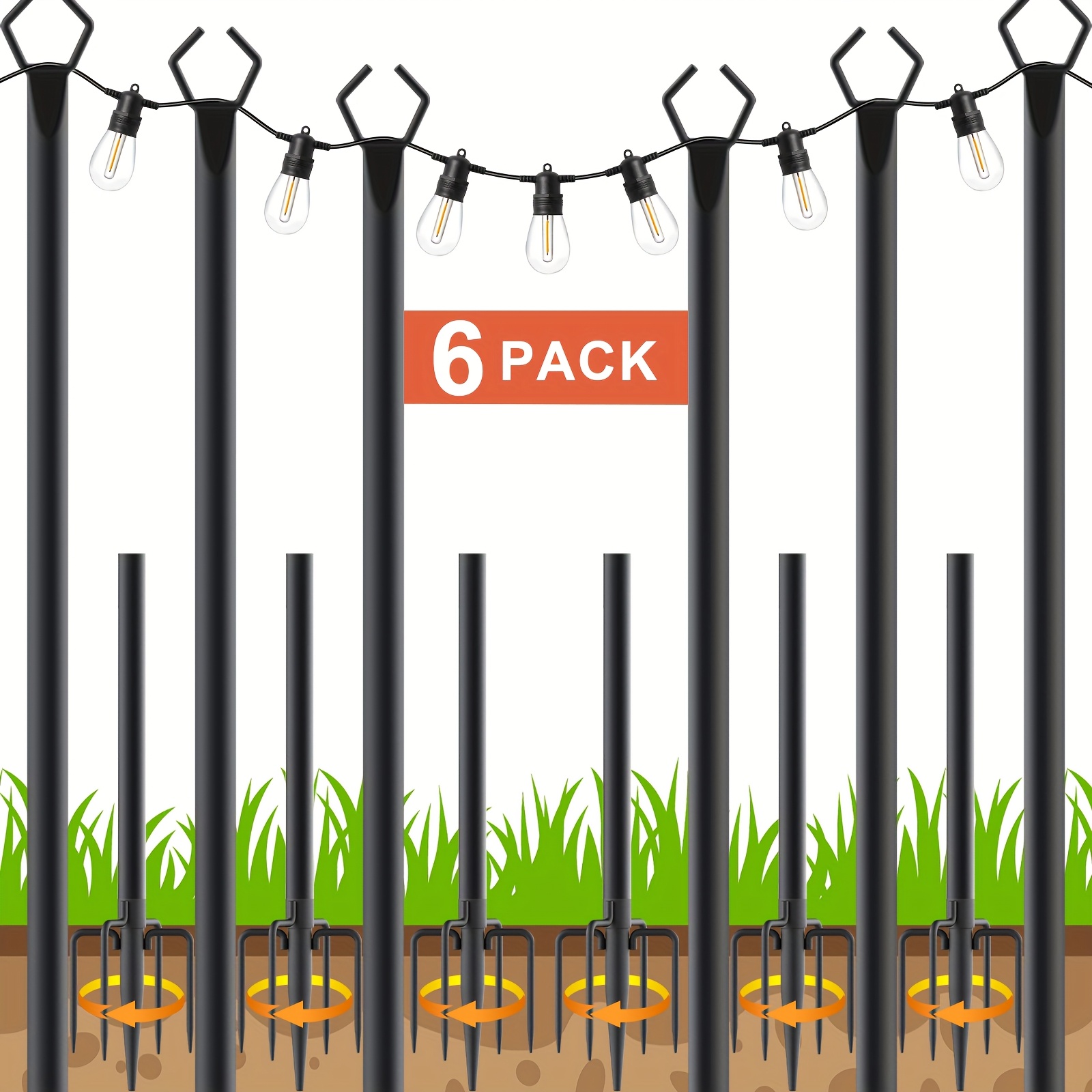TEMU String Light Poles For Outdoor 10ft - Metal Poles For Outdoor Light - Weather Resistant Outdoor String Light Poles, For Garden, Patio, And