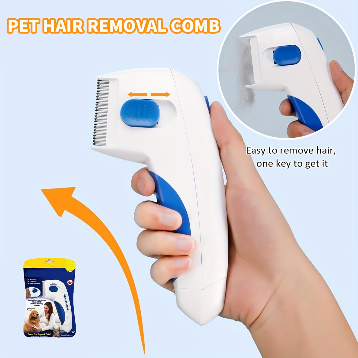 TEMU 2-in-1 Pet Brush - And Combing For Cats And Dogs, With Durable Stainless Steel Comb Teeth And Comfortable Handle Grip