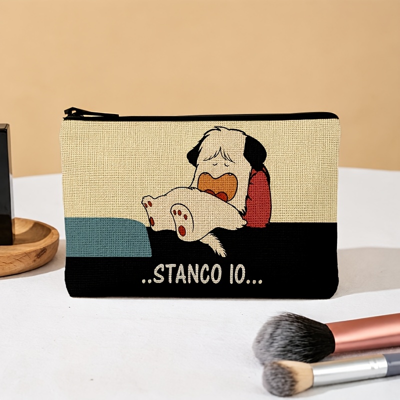 TEMU 1pc 1pcs Large Capacity Suitable For Travel & School Makeup Bag With Dog-themed Double-sided Print - Lightweight Cosmetic Organizer Pouch,