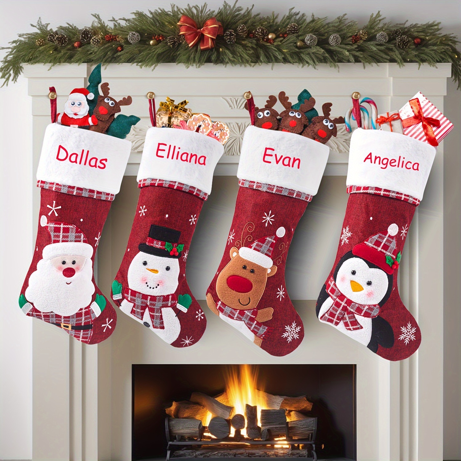 

Embroidered Christmas Stockings, , Polyester, , No , Elderly Snowman, , And , For Home & Kitchen Use