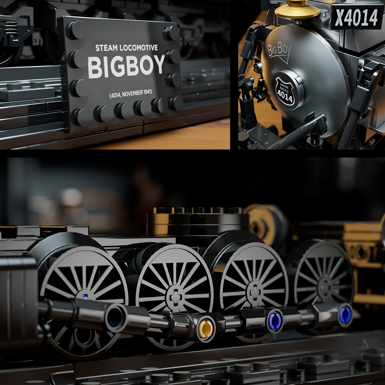 1608pcs BigBoy Locomotive, Articulated Steam Locomotive Building Block Set, Legendary Steam Train Display Kit For Gift Giving, Collectible Steam Locomotive Display Kit