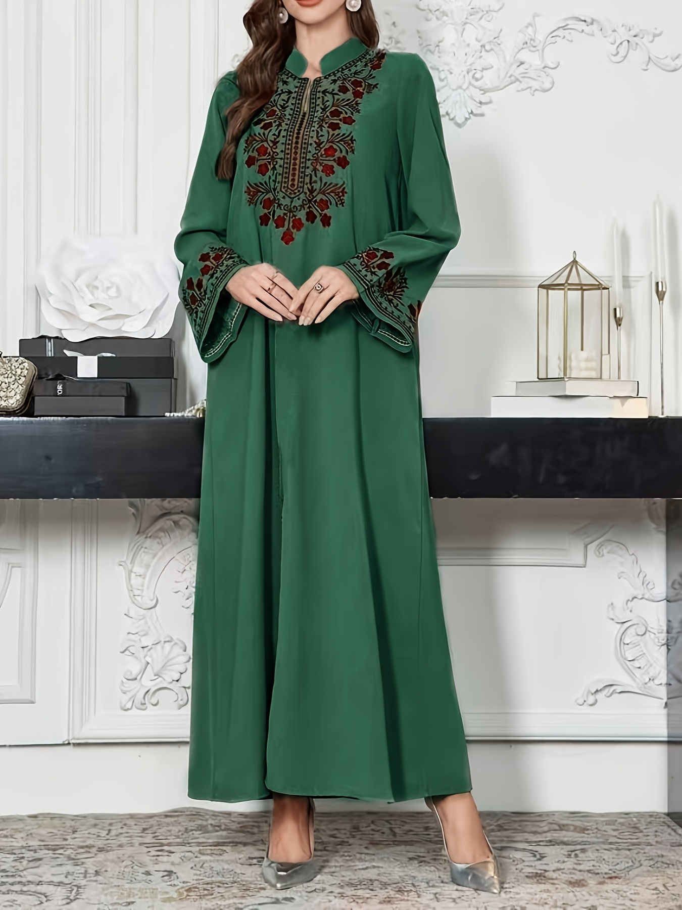 chinese dress ladies White Lace Embroidered Maxi Beach Dress Women Loose Long Tunic Casual main image 0