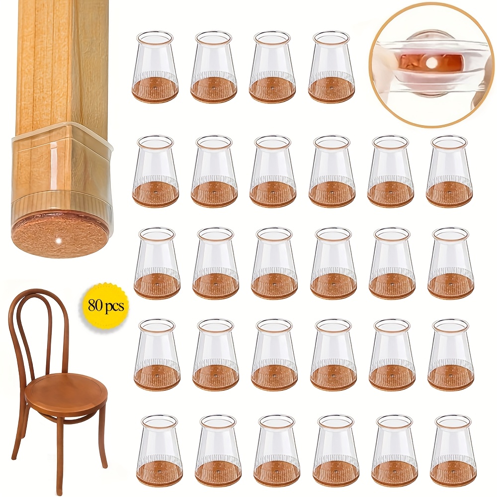 TEMU Ensemble de 80 patins de pieds de chaise ronds en silicone pour meubles, conçus pour protéger les planchers de bois des pieds de chaise, avec