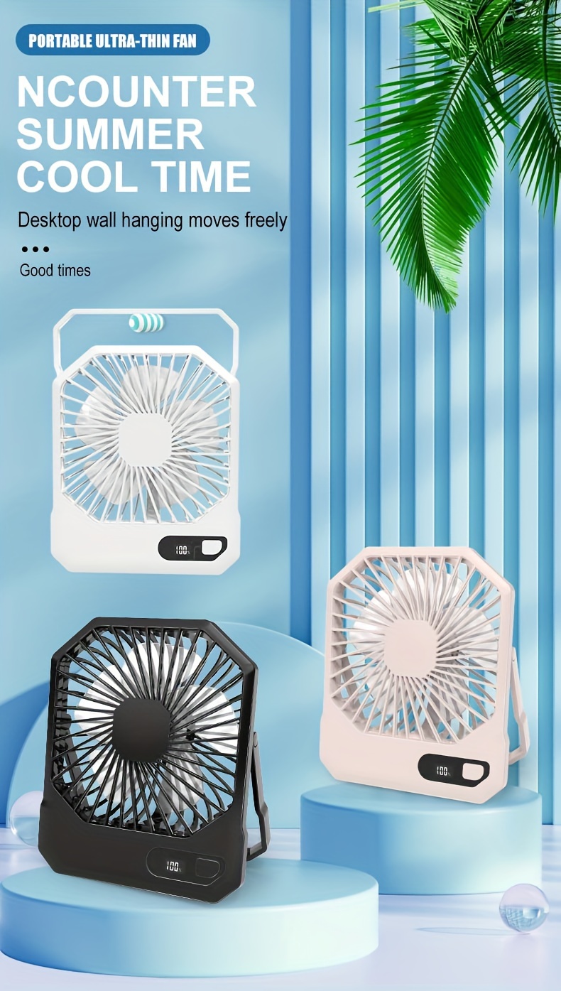 1pc portable usb desktop fan with     6 inch mini cooling fan 180 silent operation plastic table fan with button control indoor outdoor use rechargeable lithium battery ideal for home office bedroom summer gift idea details 0