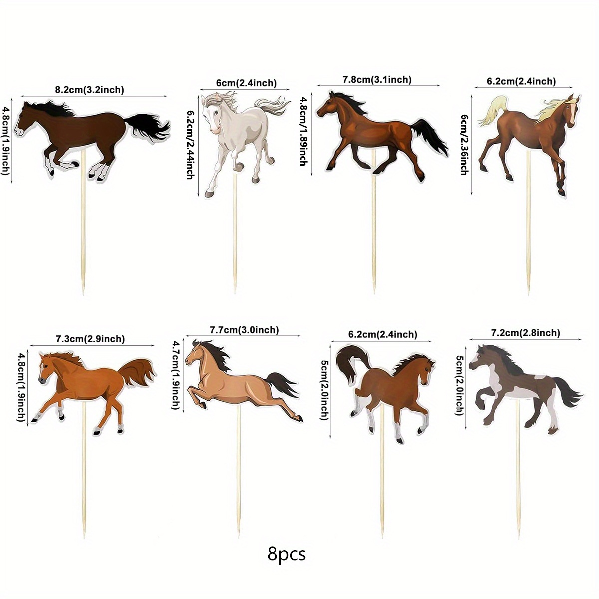 Image of 8 Animal Cake Toppers For A Horse Racing Themed Birthday Party Cake Decoration, Halloween, Christmas