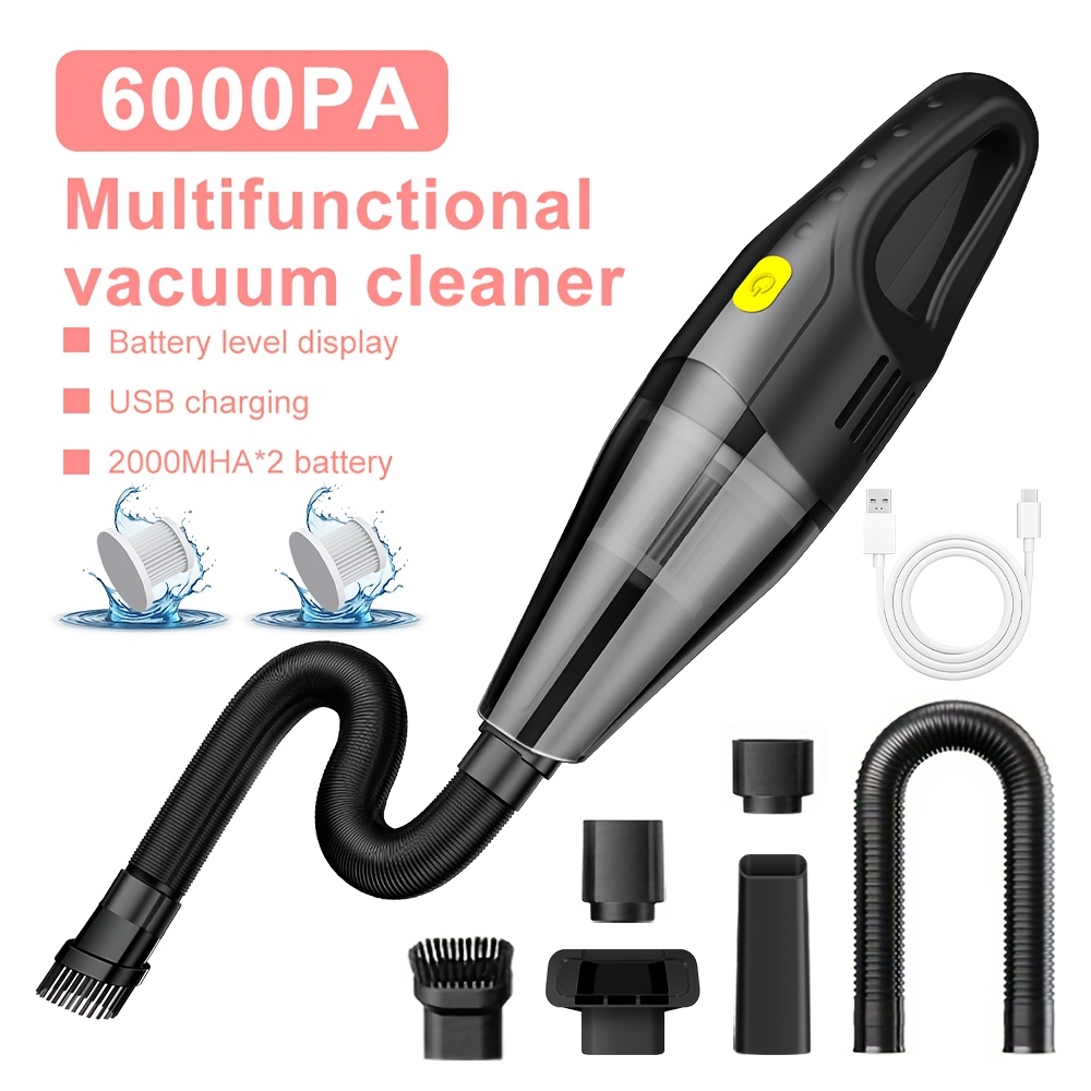 TEMU Portable Small Home Vacuum Cleaner, 120000 Rpm, 6kpa Super Suction, 4000mah Battery For Long-lasting Use, , Comes With 5 Additions, Suitable For