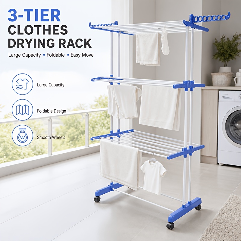 Image of A Foldable Clothes Drying Rack, A Multi-functional Drying Rack Suitable For Indoor And Outdoor Use. For Clothes, Quilts, And Bedding, It Provides Space-saving Storage, Decoration