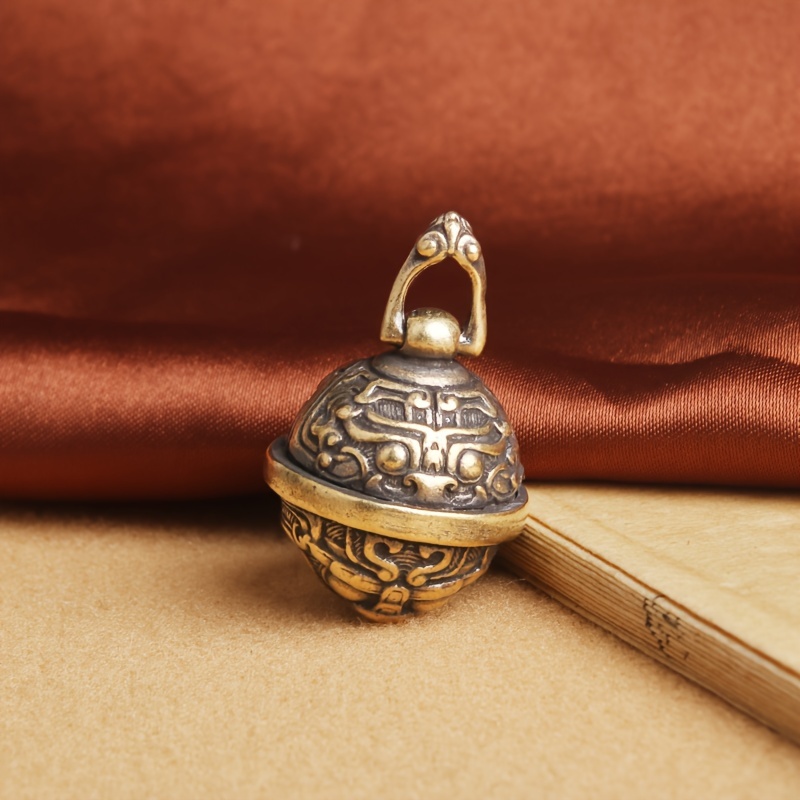 Image of A Brass Material Chinese Style Pattern Bell, Engraved Ancient Pattern , , Decoration, Bronze