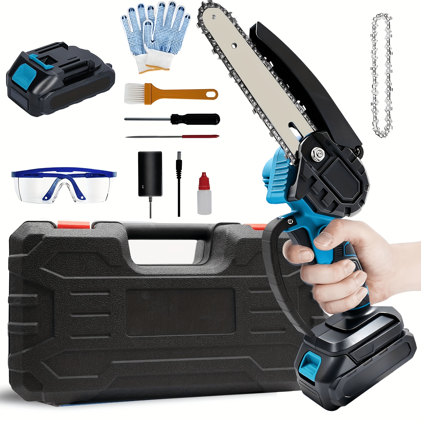 TEMU Shinylink Cordless Mini Chainsaw Suitable For Tree Trimming, 6-inch Handheld Electric Chainsaw With Battery, Lightweight Portable Chainsaw For ,