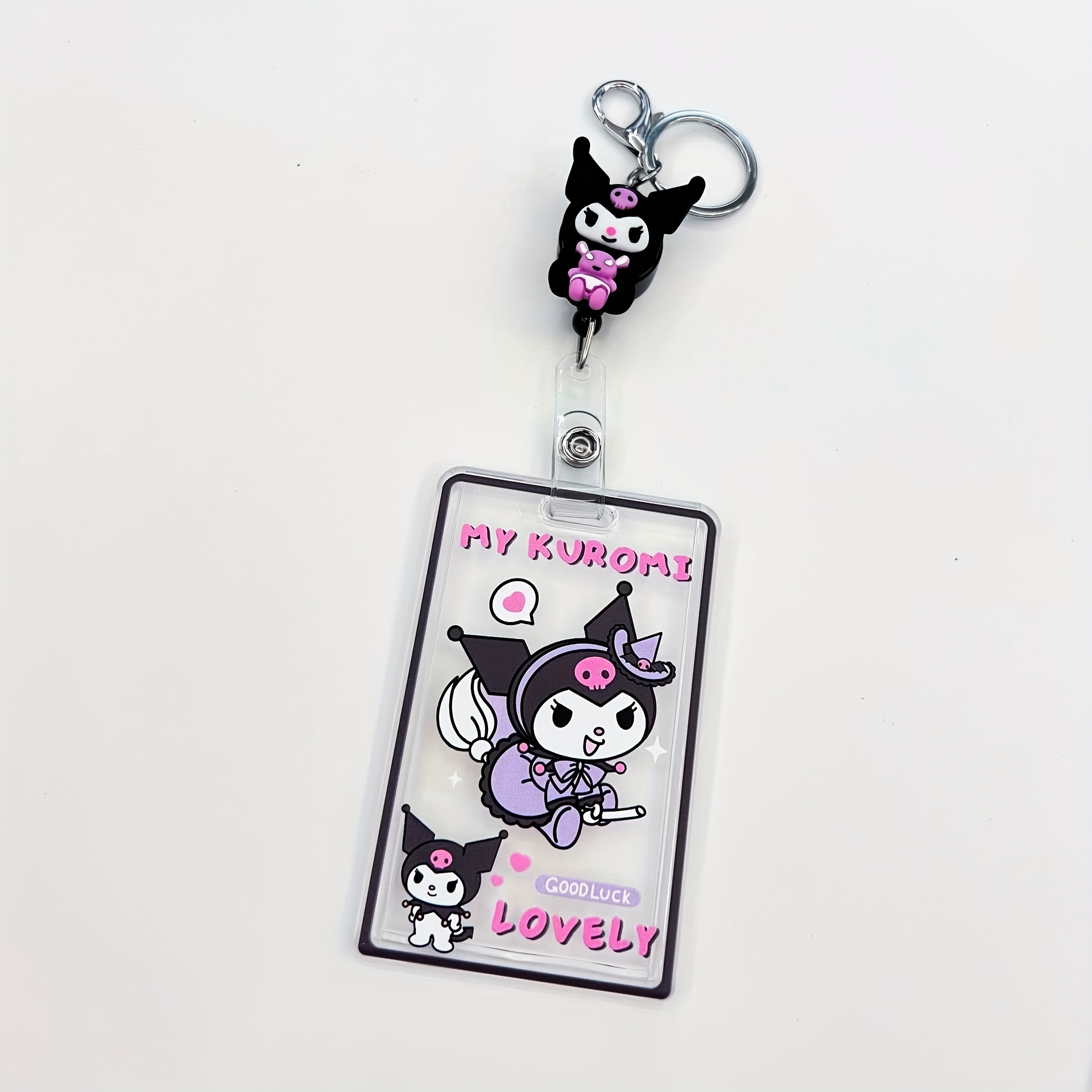 Cute Anime Badge Reel ID Card Holder My Melody Keychain Cinamoroll Kuromi  Pompompurin (Cinnamoroll)