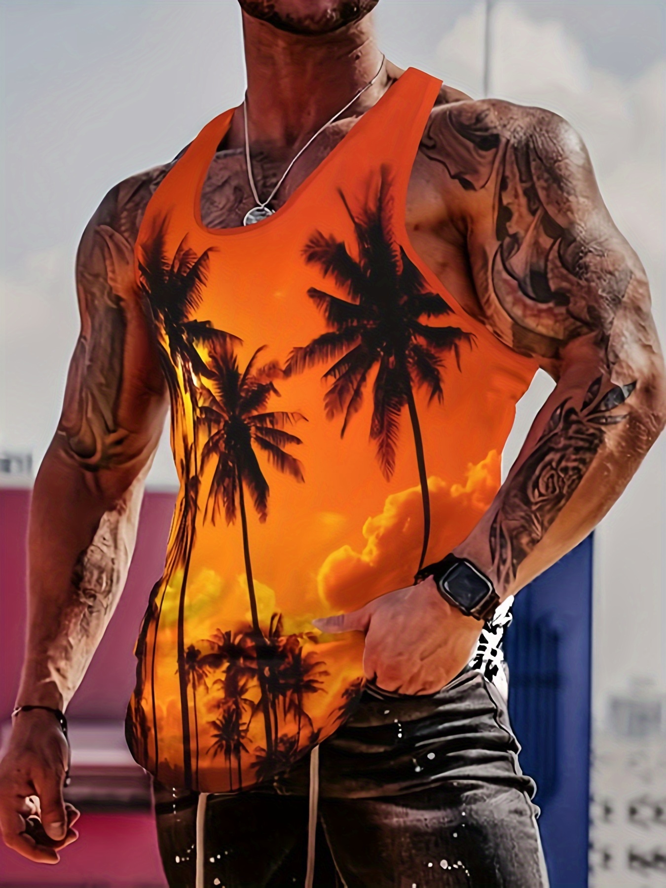 Camiseta Sin Mangas Hombre Estampado Florida Verano Camiseta - Temu Chile