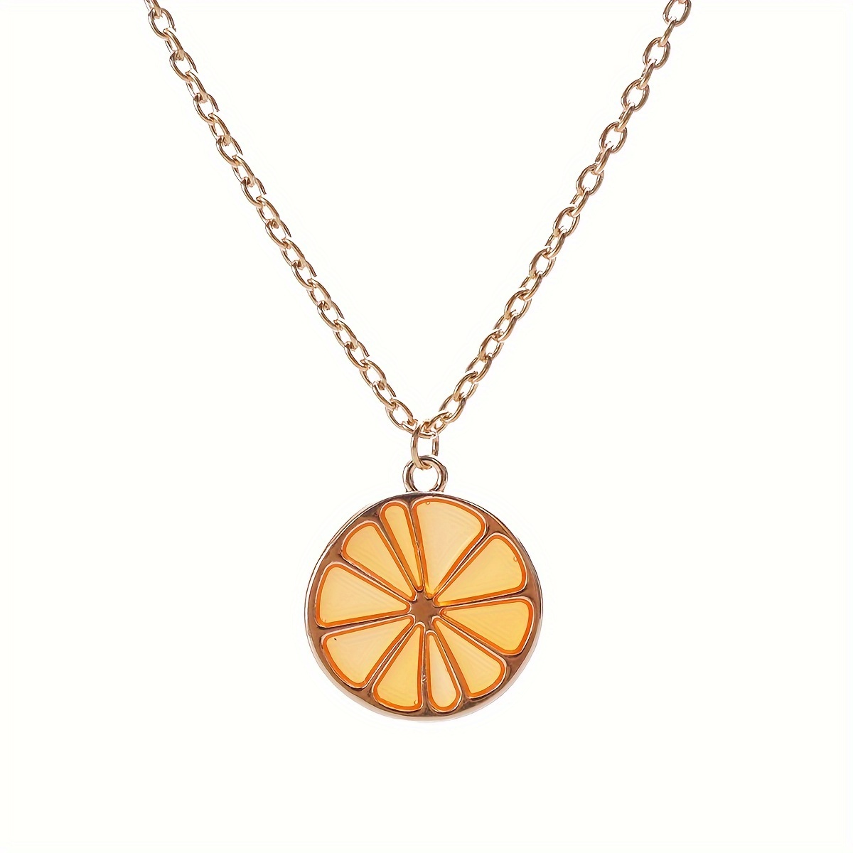 1pc Cute Orange Lemon Pendant Necklace Lemon Fruit Charm Neck Chain Bestfriend Gift Jewelry