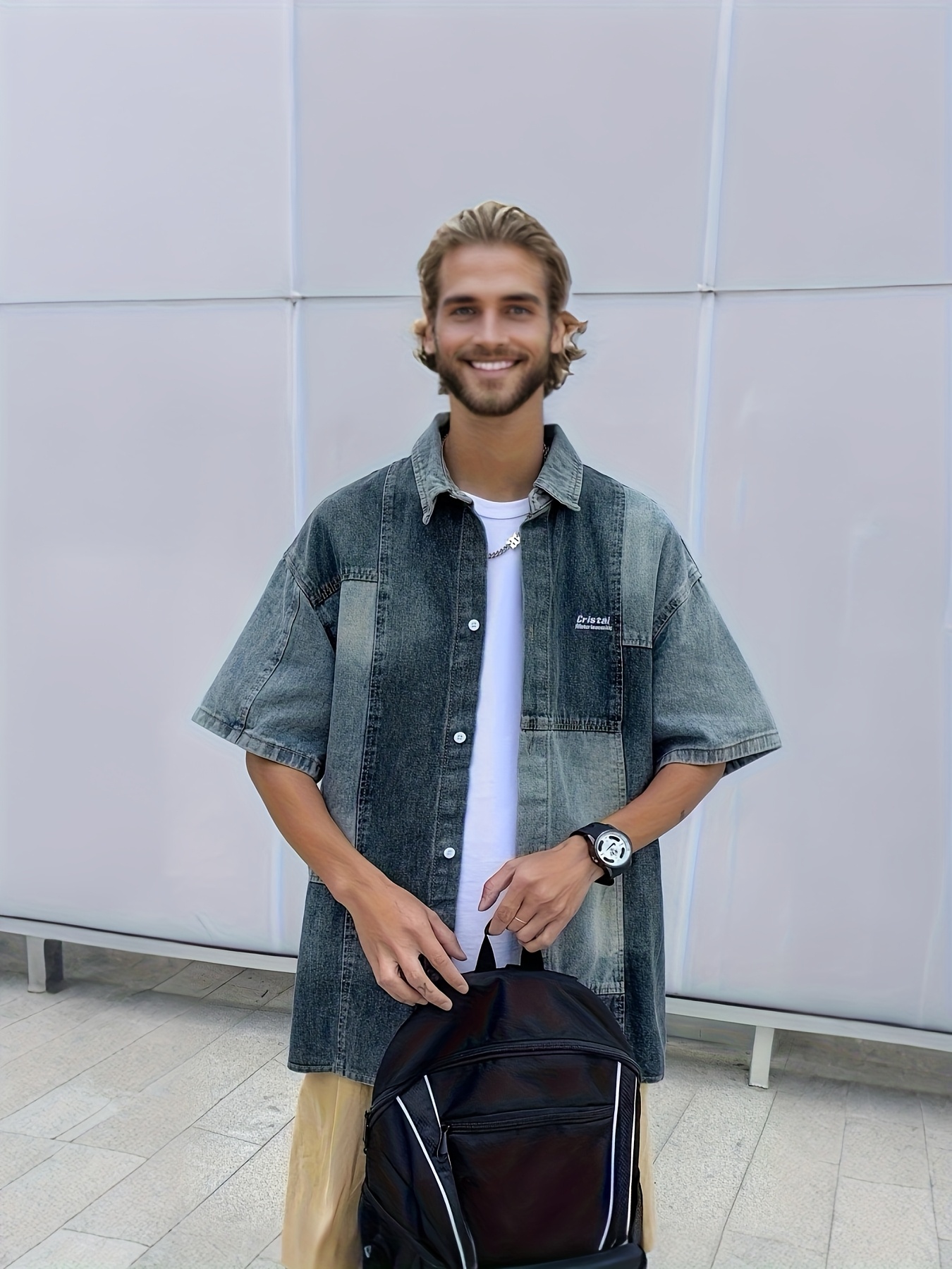 Ripped Jeans Men Jean Shirt Outfit Men's Casual Ripped Denim