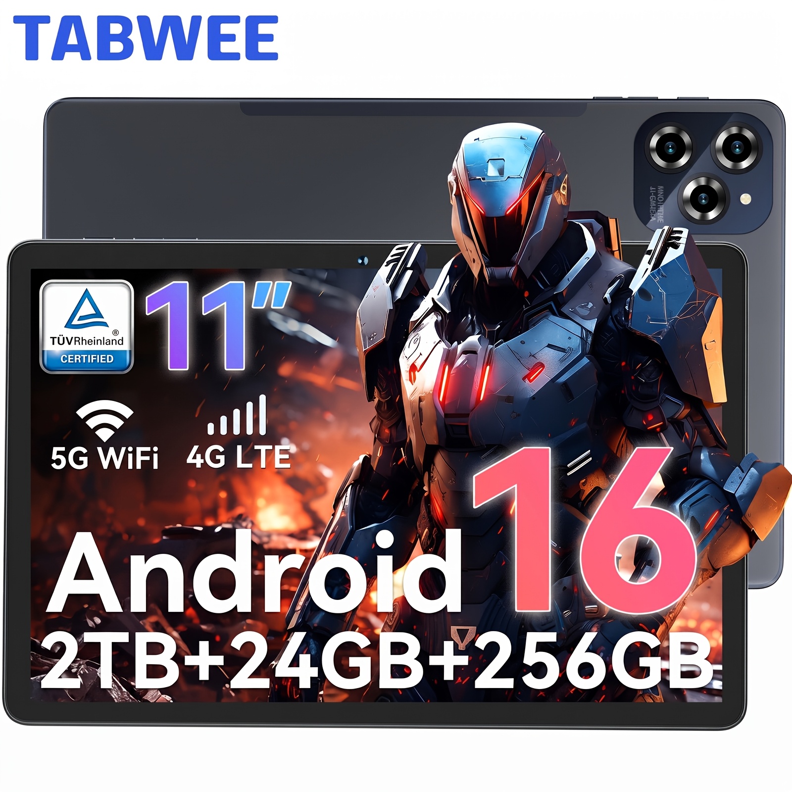 [upgrade 16 Via Ota] Tabwee W90 16 Tablet 11 Zoll - 24gb (8+16) +256gb Rom, Fhd Large Display Gaming Table, Dual 4g Lte+5g Wifi, Core T615, 8000mah Akuu, 16mp+8mp Ki Kamera, Ai, L1, Tuv, Gps