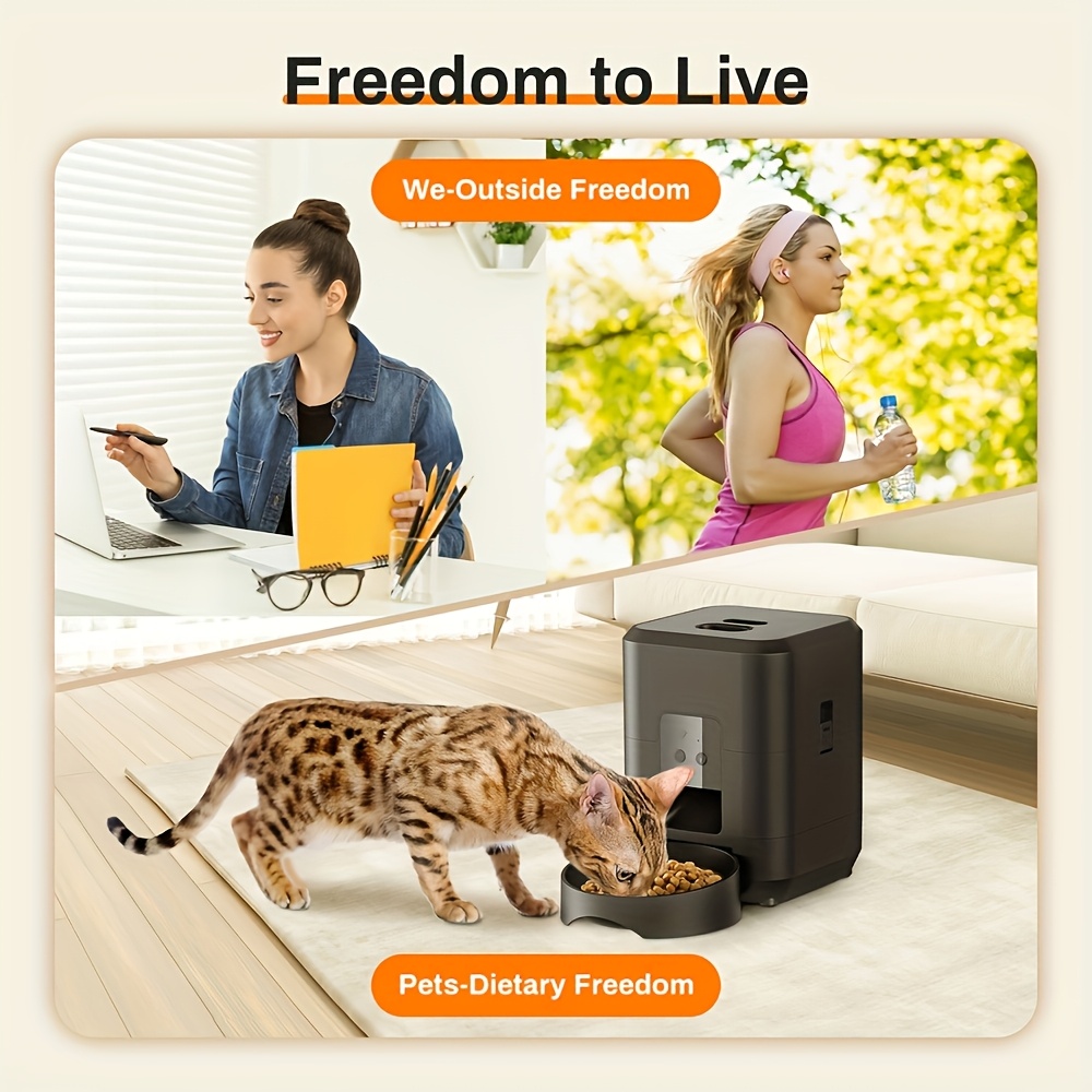 Akıllı Uygulama Kontrollü Kedi Besleyici, Uzaktan Kumandalı Evcil Hayvan Besleme Makinesi, USB/Pil Çift Güç Kaynağı, Kediler ve Köpekler için Otomatik Mama Dispenseri, 2.4G Wi-Fi Etkin, Adaptör veya Pil Dahil Değil, Pilsiz