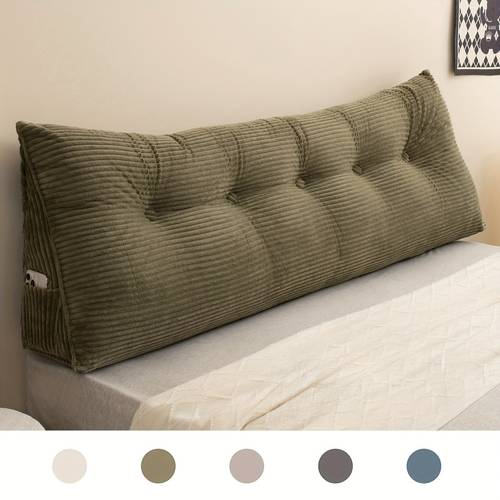 luxury triangular wedge headboard pillows headboard pillow long backrest positioning support for sleeping reading backrest pillow with side pockets wedge pillow reading bed rest pillow