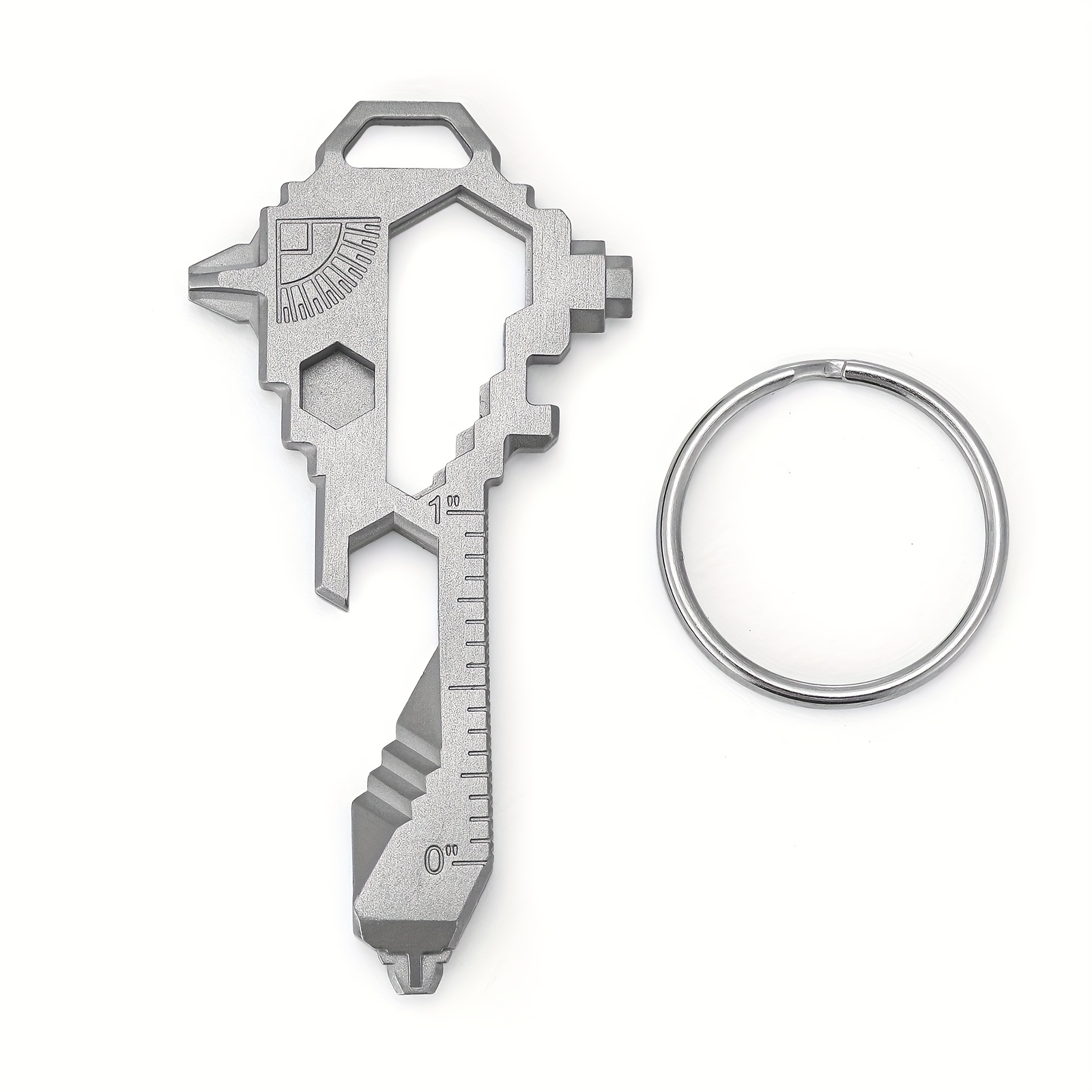 Image of 1pc Multifunctional Stainless Steel Edc Camping Mini Keychain Tool - Portable Cross Wrench With Opener And Handy Keyring Accessory, Outdoor Gear, , Durable Metal, Sturdy Construction