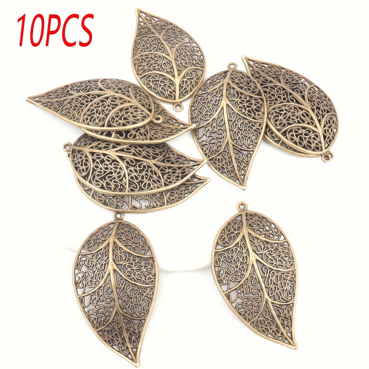 TEMU 10/20/50pz Ciondoli Eleganti a Forma di Foglie Vintage in , Pendenti con Design a Foglia, Accessori per di Gioielli per Braccialetti e Collane