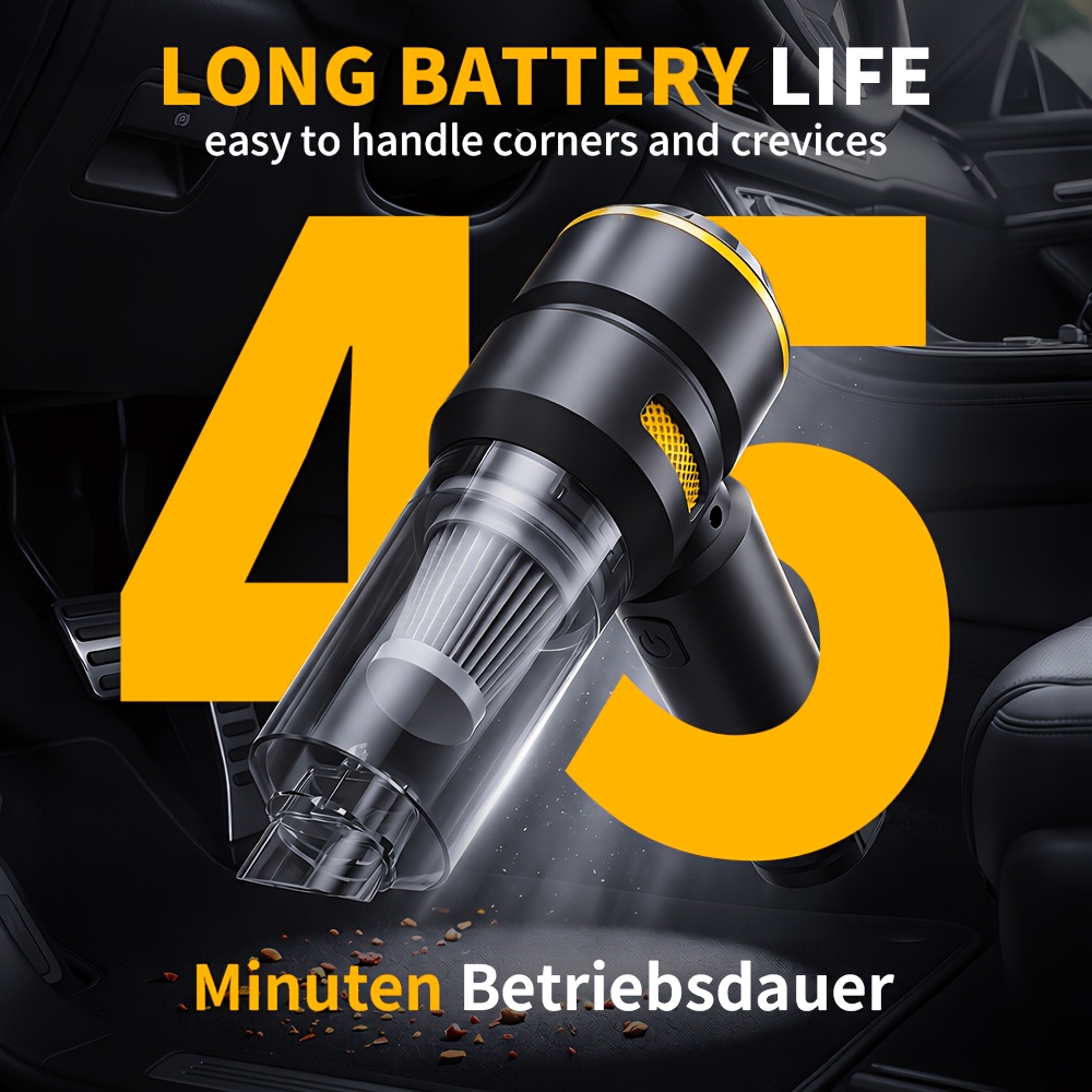TEMU 9-in-1 Handheld Vacuum Cleaner, 98000rpm Motor, 8888pa Powerful Suction, 4000mah Large Capacity Battery, Sucking & Blowing Dual-use Function,