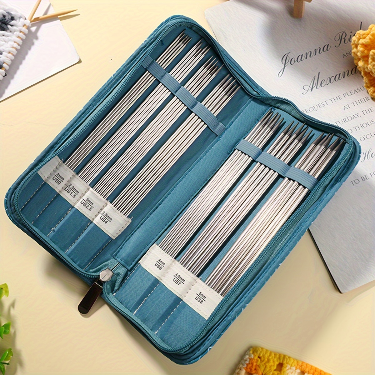 

1pc Knitting Needle Case Sweater Needles Storage Bag For 20cm Short Needles Knitting Projects Travel Organizer Storage Zipper Bag For Straight Knitting Needles Knitting Tool Accessories