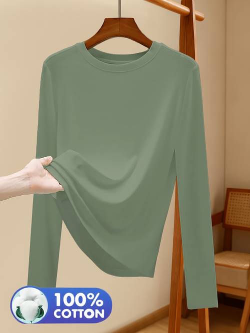 100 long sleeve t shirt for women breathable and comfortable round neck base layer shirt