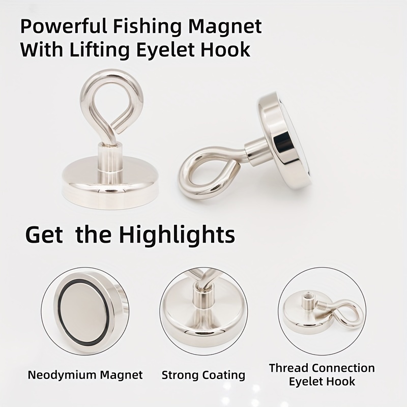 Multi pack Eyelet Hook Fishing Magnets Set Dia 200lbs Max - Temu