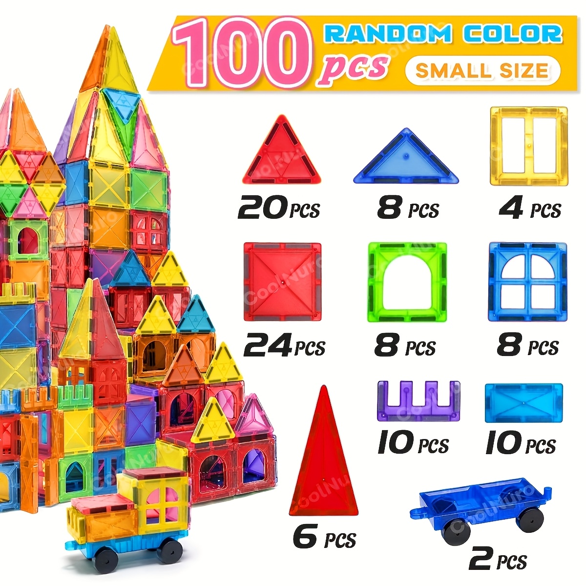 Image of Magnetic Blocks 3d Set, Stem Educational Toys, Stacking And Puzzle Playset, Ideal Birthday Gift For 3+ Years Old, Creative Play Vibrant Construction Set Durable Abs Material, Random Color