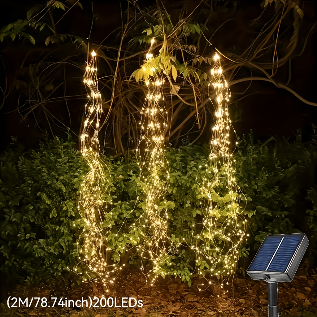 TEMU Lampada Solare a da Giardino con Batteria al Litio, Luce Ponytail da Esterno, 8 Modalit� di Lampeggio, 100/200 LED, Luci Pu簷 di Qualsiasi Forma,