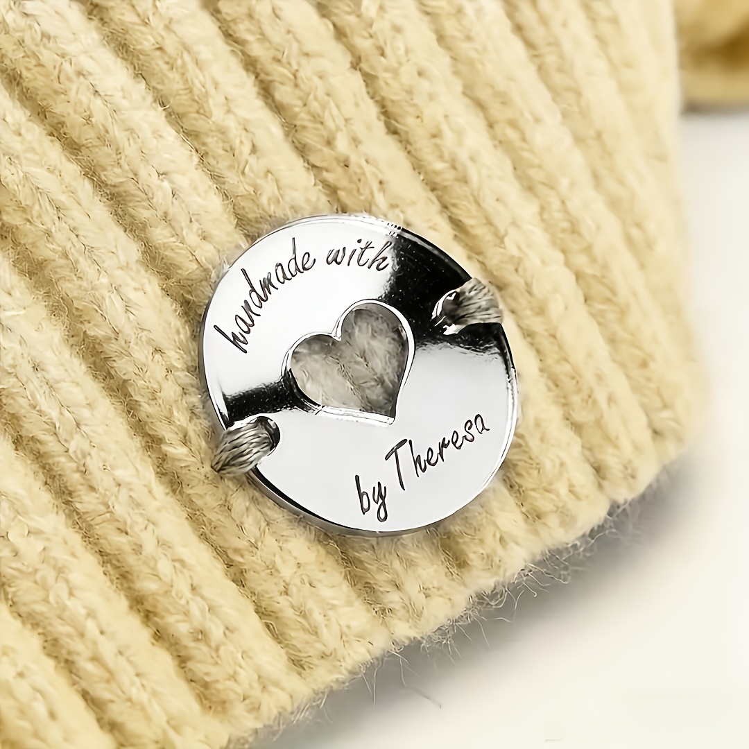 TEMU Custom Personalized Engraved Buttons, Personalized Mirror Acrylic Labels, For Knitting, Artisan Product Labels, Name Labels, Handmade Labels
