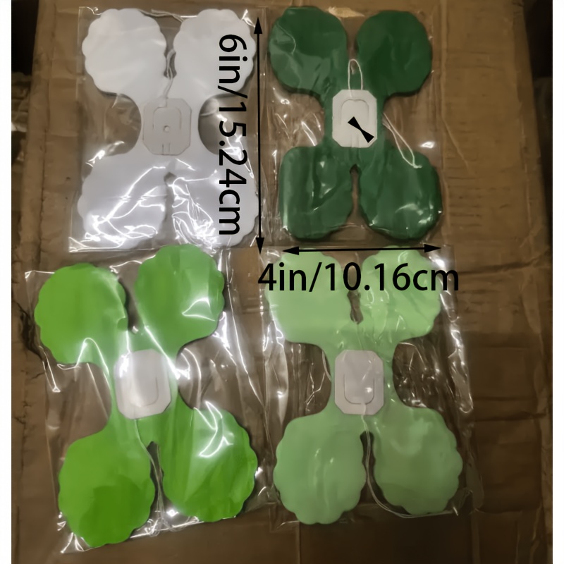 Image of 4pcs Green And White Party Decoration Streamers, Garland, Party - 118.11 Inch Soccer Party Clover Hanging Banner, Jungle Theme Supplies, Kids' Party, Spring Summer Birthday Decorations