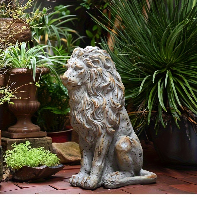 

1pc Statue de Lion Assis de 20 Pouces, de Lion de Style Vintage pour Jardin Extérieur, Patio, Pelouse ou Porche