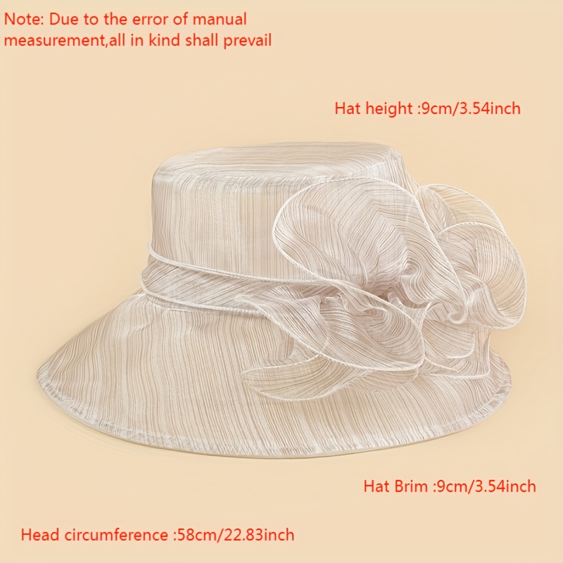 Organza Flower Sun Hat Solid Color Wide Brim Top Hat Elegant - Temu