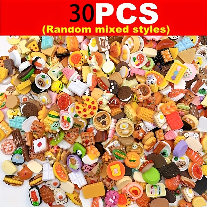 

30pcs Miniature Food Toys, Mixed Styles Resin Foods, Doll Kitchen Pretend Play Mini Food Figurine, Diy Accessories For Doll House